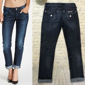 Hudson 26 Cuffed Straight Leg Jeans Dark Wash